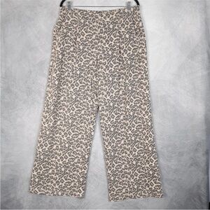 aerie large  Beige and Gray Leopard-Print Wide Leg trouser Pants
